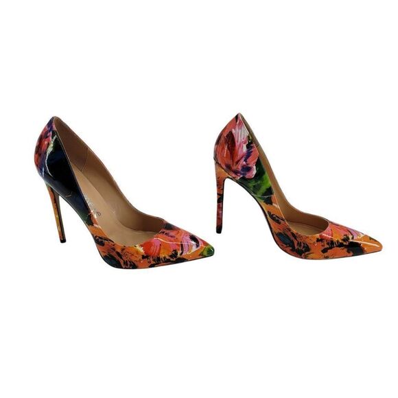 Castamere Bright Colorful Fun Abstract Floral Patent Leather Stiletto Heels Sz 9 - Picture 7 of 10